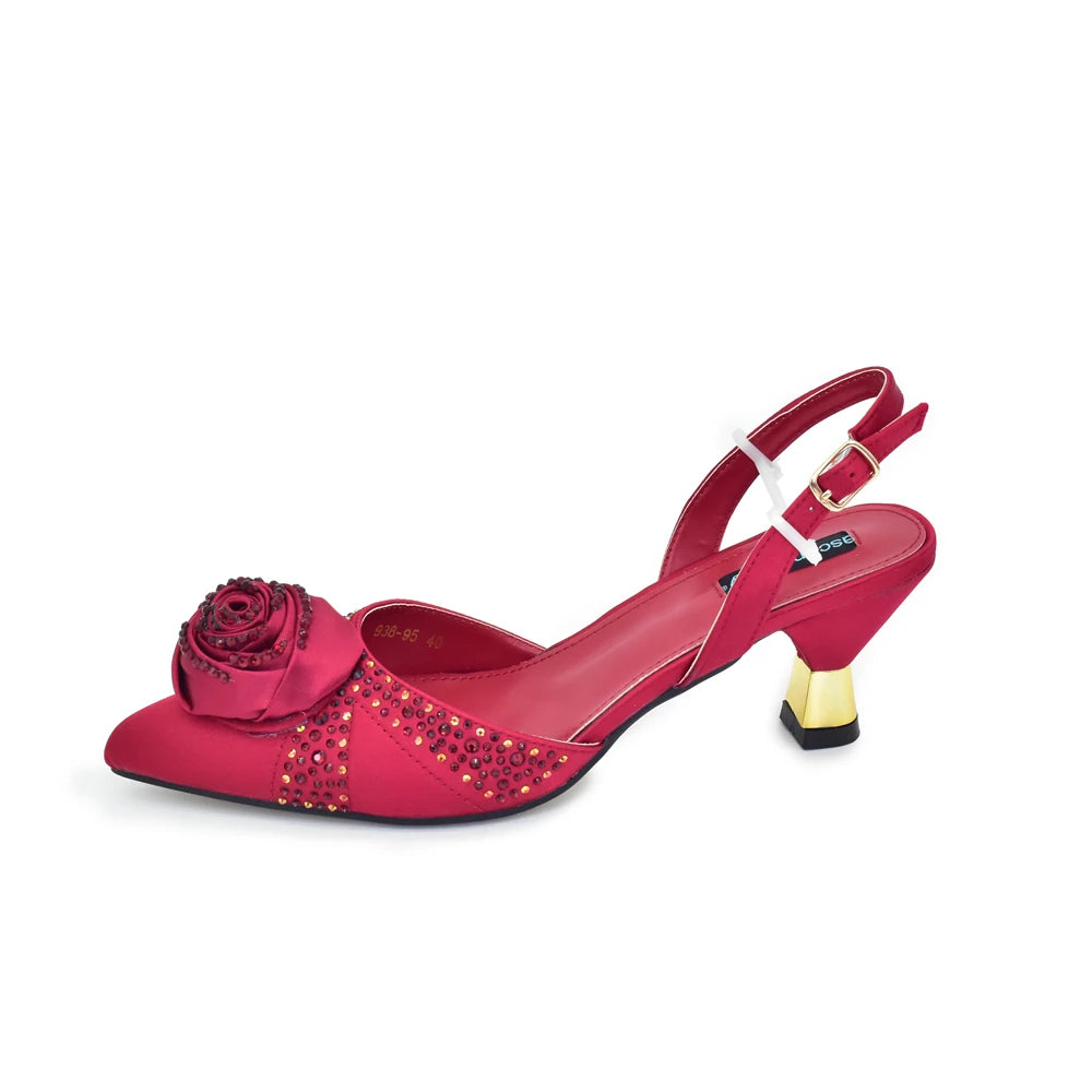 2026 Latest Italian Design African Women's High Heels Pointed Toe Sandals Party Wedding Party Shoes and Bags Set for Wedding