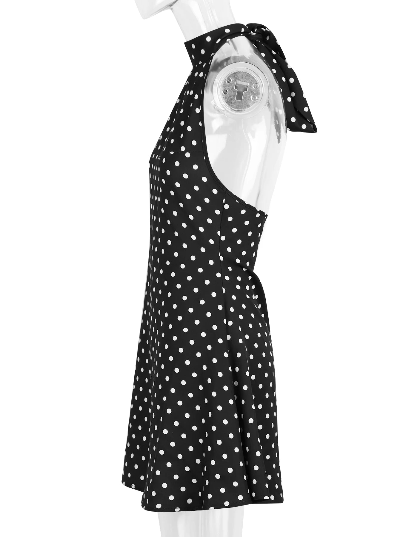 Talenza Polka Dot Mini Dress For Women Summer Off Shoulder Sleeveless Backless Halter Dress Female Elegant Party Slim Dress 2025