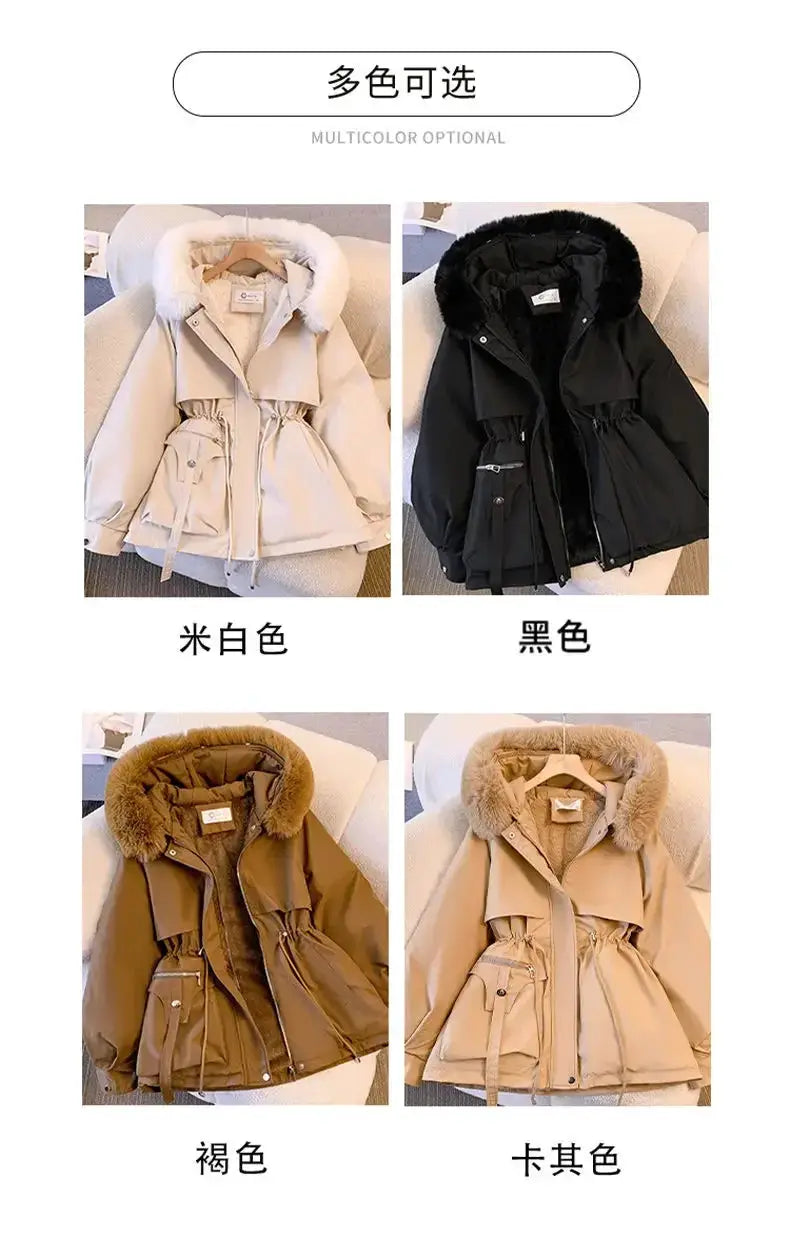 Detachable Pai Overcomes Women's Winter 2026 New Casual Down Cotton Thicken Hooded Coat Female loose Warm Wool Overcoat BAZAARHUBO