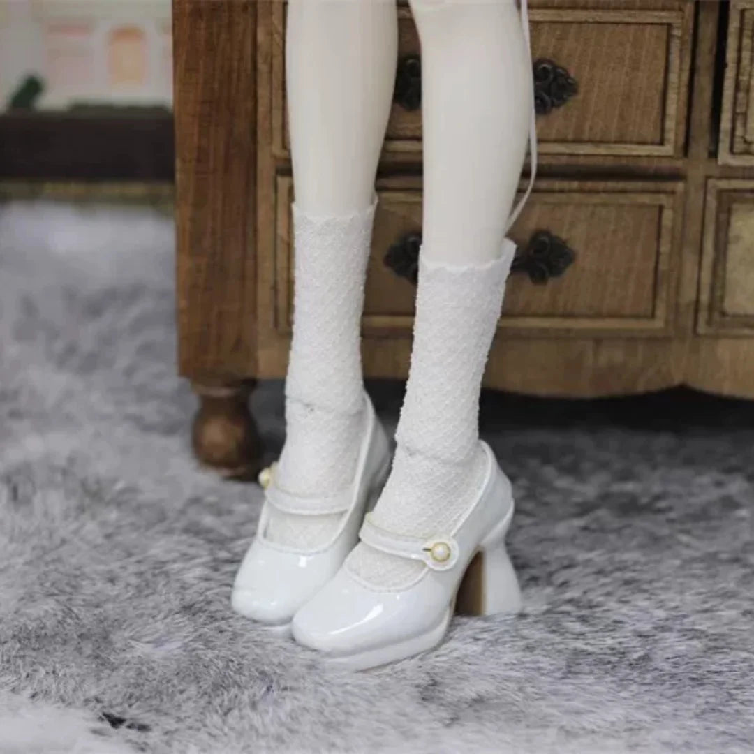 BJD Doll Shoes Toys GL/DFH 1/4 Girls High Heels Square Toe Pink White Black Soft Silk Elegant Glossy Leather Doll Accessories