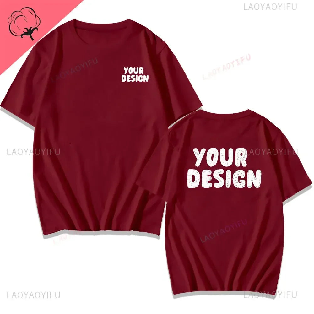 2025 Customized Printed Cotton Black White T Shirt Harajuku Men Women Tee DIY Your Like Photo  Tshirt Fashion Custom Tops