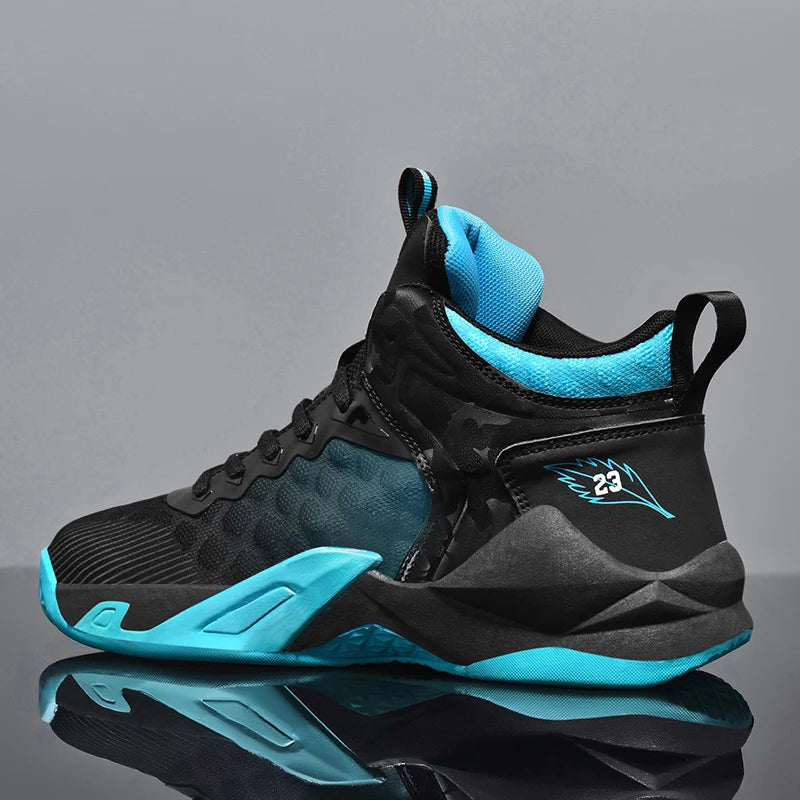 Basketball Shoes, Men's Outdoor Sports Shoes, Men's Shock-Absorbing High-Top Student Practical Shoes, Mesh Breathable Casual Shoes