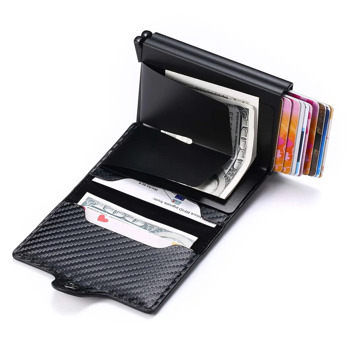 Rfid Men Card Wallets Free Name Engraving Carbon Fiber Slim Mini Wallet 14 Card Holders Small Money Bag Male Purses