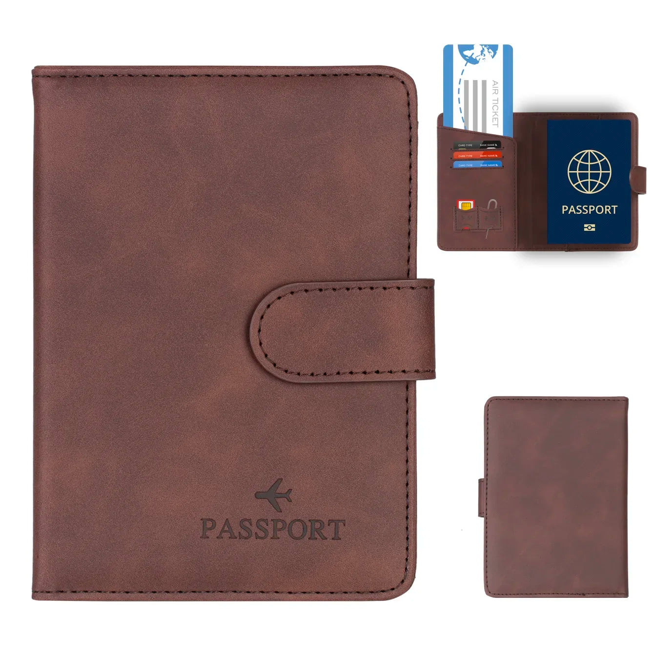 Simple Travel Passport Holder Cover Case Wallet RFID Blocking Business PU Leather Card Case Travel Accessories for Women Men