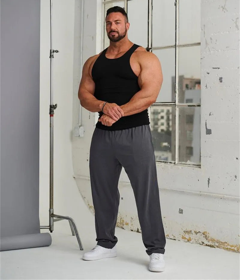 Spring Summer Knit Ice Silk Ribbed Fitness Sports Casual Slim-fit Men's Vest Men's I-line Muscle Vest Cotton Men