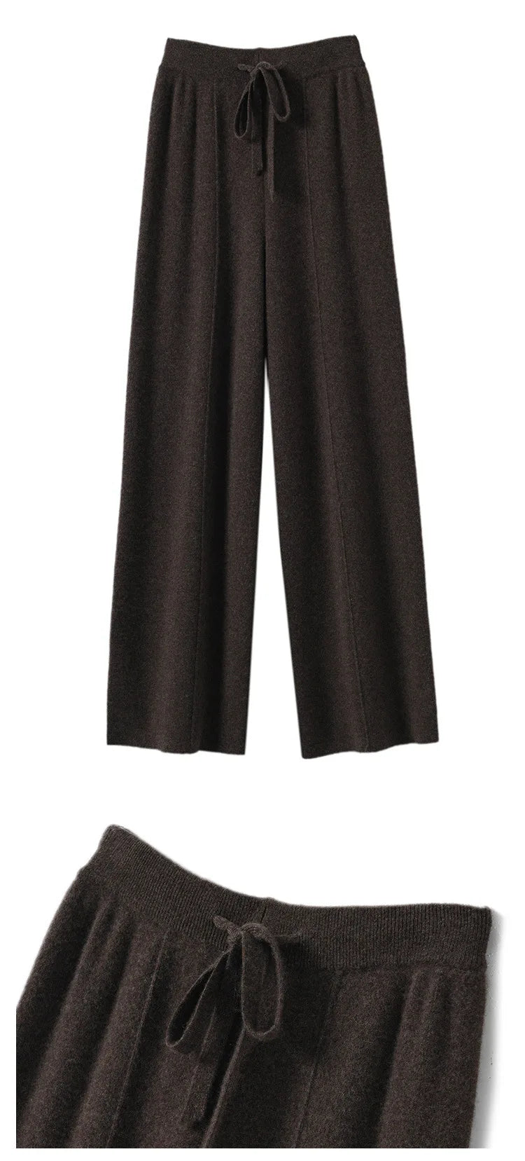 Women's High waisted warm knit wide leg straight leg pants for women, solid color loose wide leg pants