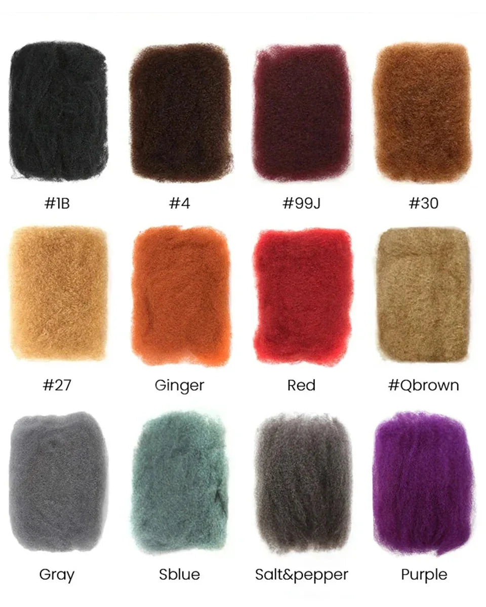 QVR Afro Kinky Bulk Hair No Attachment QVR Afro Curly Bulk Human Hair Rebecca Virgin Remy Dreadlock 50G/Pack Highlight Braids