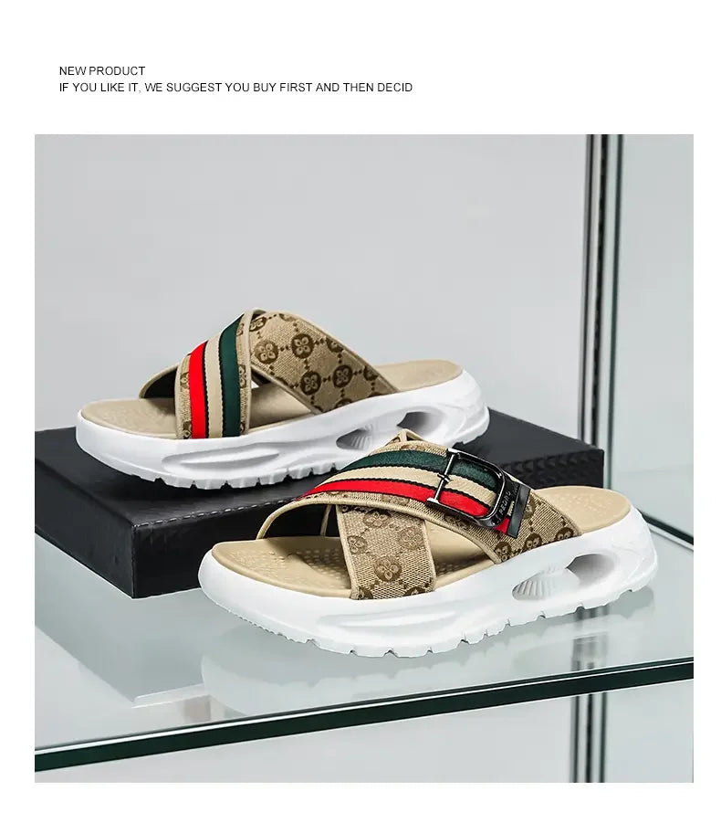 Lightweight Casual Sandals For Men Neat Minimalist Cut Breathable Summer Shoes Soft Sole Footwear For Walking And Commuting