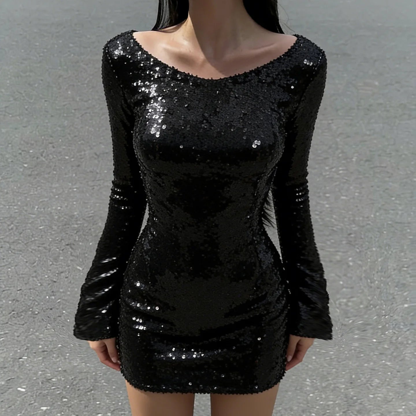Hotties Sexy Nightclub Style Sequined Big Backless Sexy Butt-covering Short Skirt Pure Lust Sexy Woman Style Dress