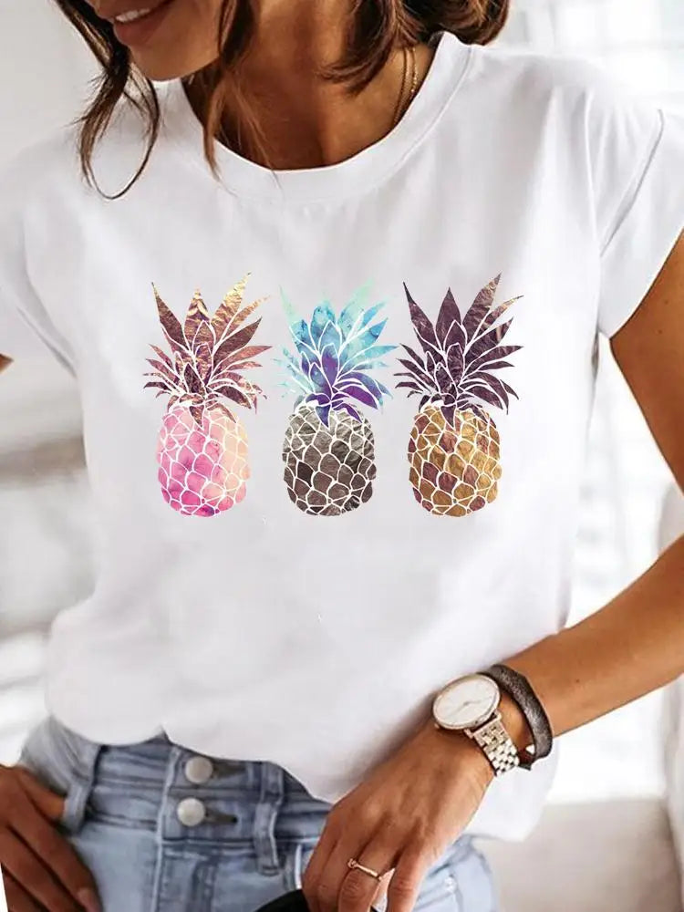 Women's Short-sleeved Explosive Insect Butterfly Dragonfly Print Round Neck T-shirt Women Clothes  Oversized T Shirt  Harajuku
