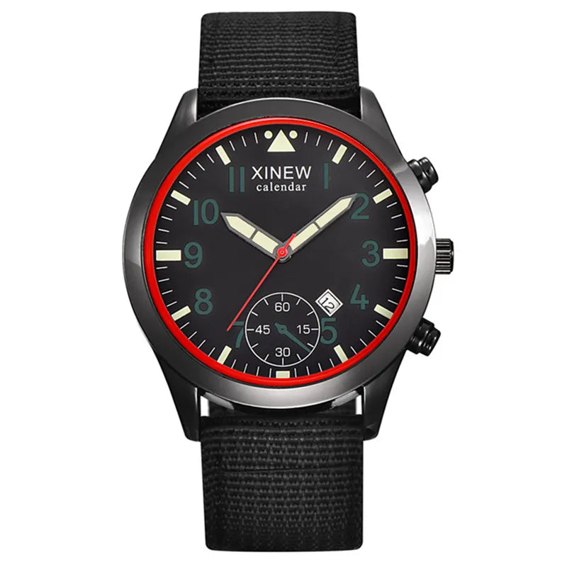 XINEW Cheap Brand Watches For Men Students Fashion Simple Leather Band Army Sports Date Quartz Watch Relogios Masculinos 2024