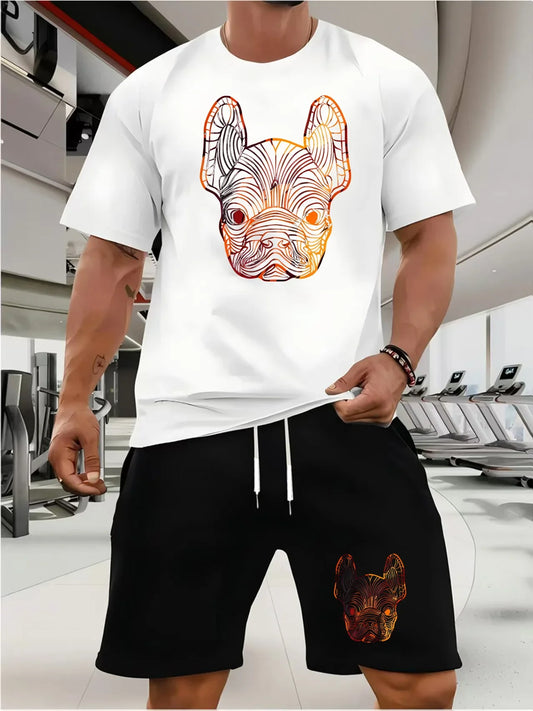 Trendy Suits for Men Men's Summer Shorts Set Gym Outfit Student Short Sleeve Tee 2 Piece Set Tracksuits Men Casual Men Clothing