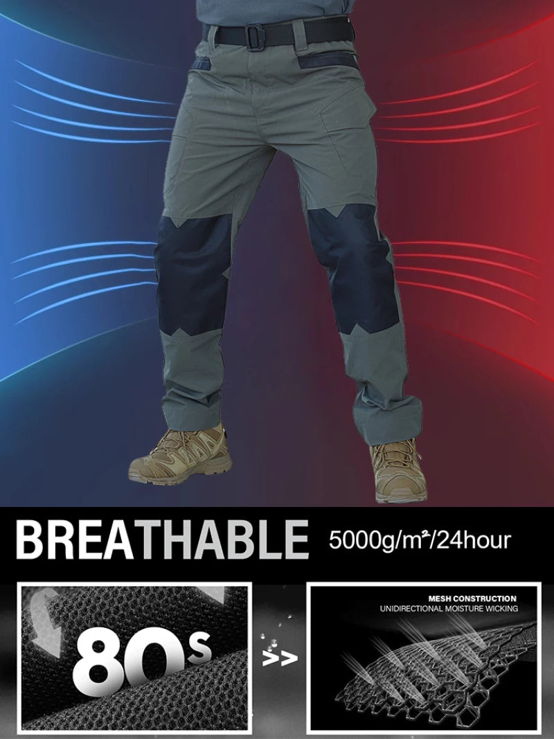Men's Loose Training Pants Tactical Work Pants Men Cargo Trousers Multi-pocket Waterproof Pant Outdoor Workwear Hiking Trousers