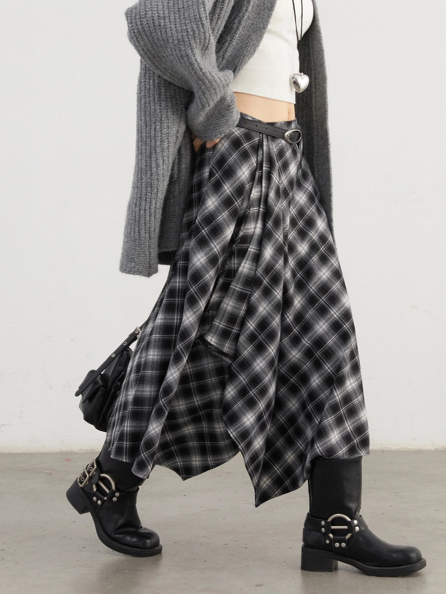 Chic Ven Women Skirt A Line Retro Loose High Waist Plaid Long Autumn Winter 2026