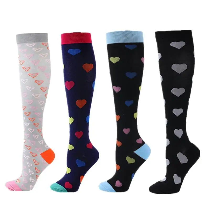 4 Pairs Compression Socks 20-30mmhg High Stockings Men Women Sports Socks For Marathon Cycling Varicose Veins Pregnancy Nursing