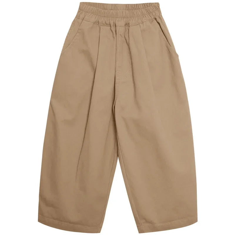 2025 Spring Kids Pants Korean style Children's solid color casual pants Boys cotton loose Trousers