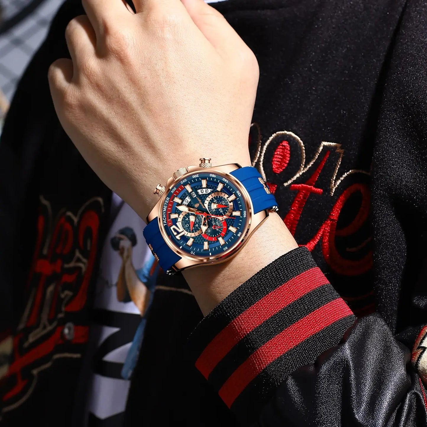 POEDAGAR Luxury Watch For Men Date Chronograph Luminous Waterproof Silicone Male Watch Fashion Sports Quartz Men's Watches Reloj