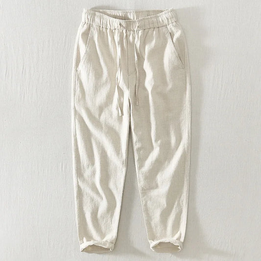 Men's 70% Linen Casual Ankle-Length Pants Loose Straight Harem Trousers Spring Summer Comfortable Breathable Fashion 2023