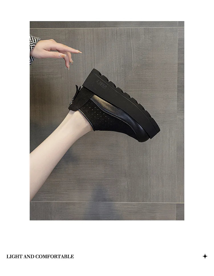 Fujin 6CM Suede Cow Genuine Leather Moccasins Women Platform Wedge Flats Women Shoes Ankle Booties Females ZIP Pumps Shoes