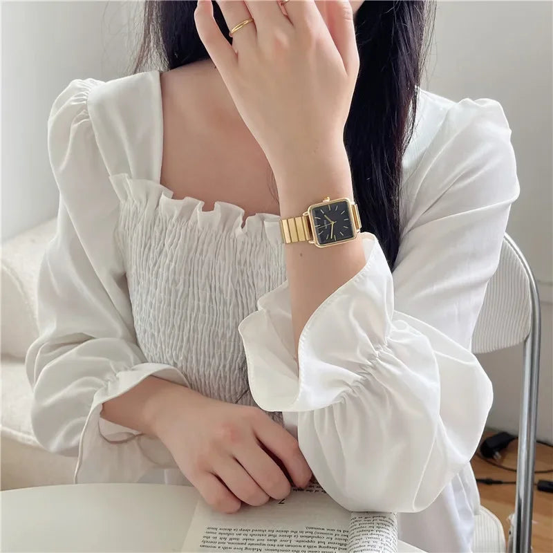 Adjustable Stainless Steel Strap Quartz Watch for Women Luxury Gift Square Wristwatch Dropshipping Watches Relojes Para Mujer