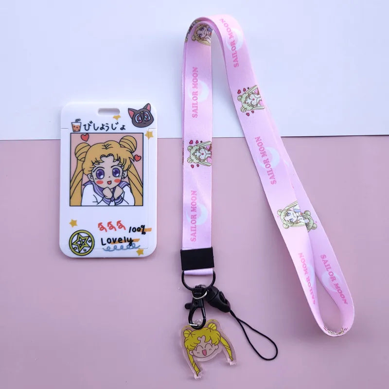 New Cartoon Girls Anime Lanyard Credit Card ID Holder Bag Student Women Travel Bank Bus Business Card Cover Badge