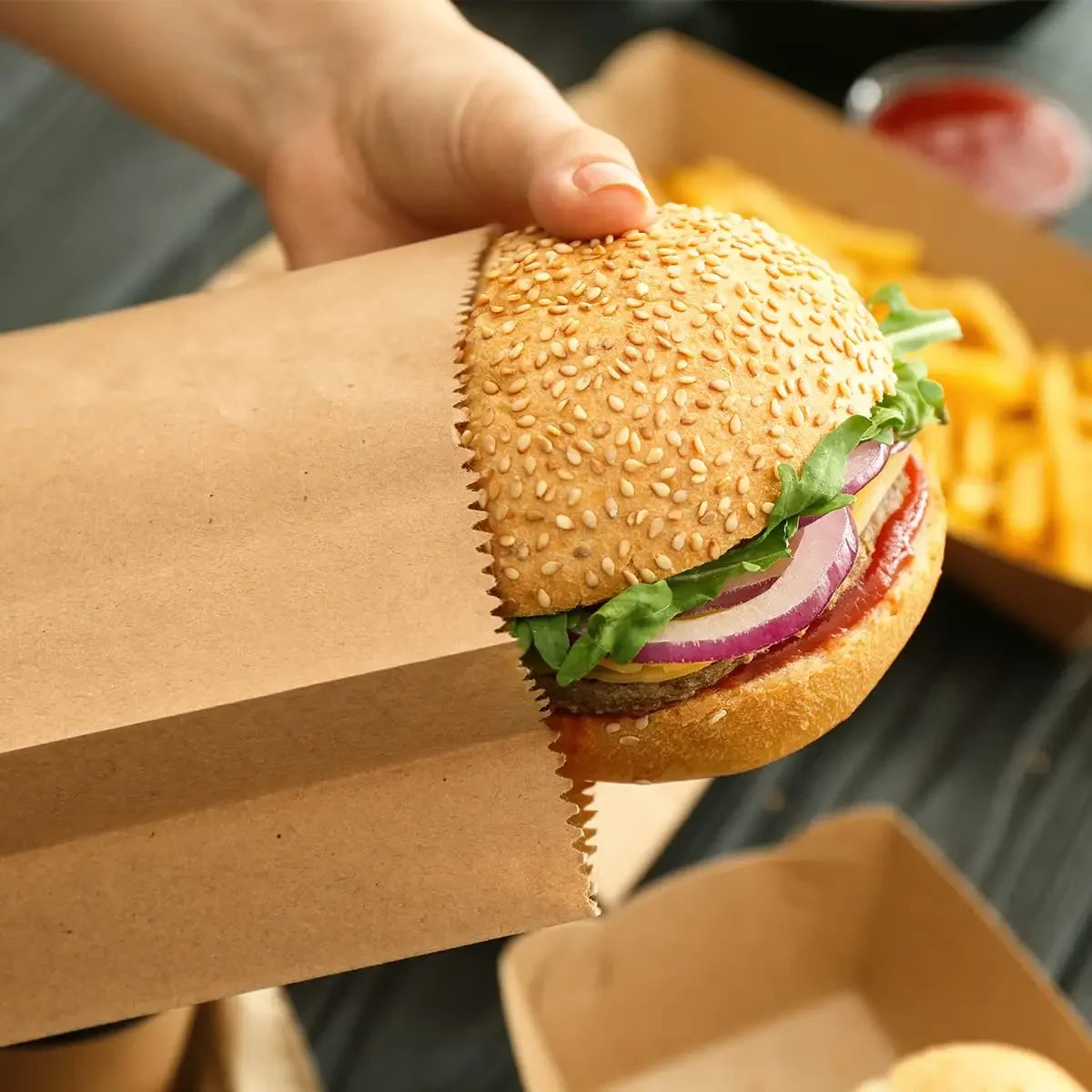 50/100pcs Lunch Paper Bags Kraft Paper Bags Recyclable Snack Bags Grocery Bags for Candy Sandwich Bread Food Storage