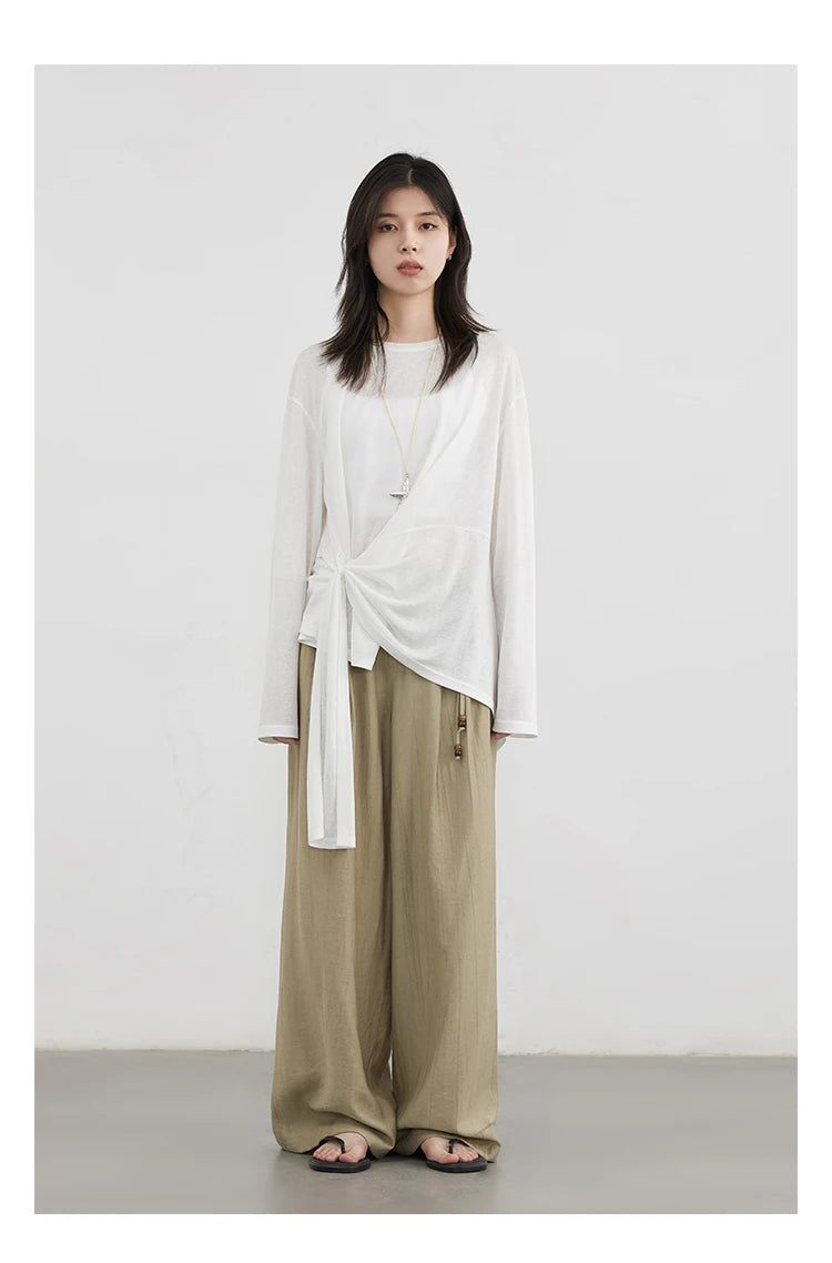 CHIC VEN Fashion Women's Pullovers Tees O Neck New Loose Solid Long Sleeve Female T-shirt Thin Female Top Spring Autumn 2025