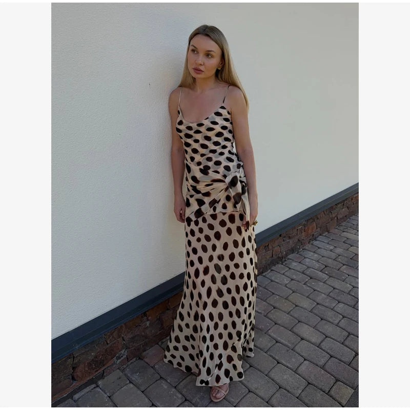 Retro Polka Dot Sling Maxi Dress Woman Sexy U-neck Sleeveless Waist-cinching Bodycon Dresses 2026 Summer Party Vacation Robes