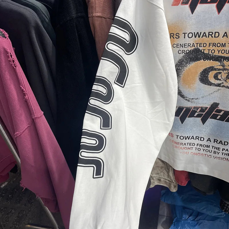 Best Quality Cotton Cement White RRR-123 Base T-Shirt Men Women High Street Graphics Logo Print RRR123  Long Sleeve T Shirt Tee