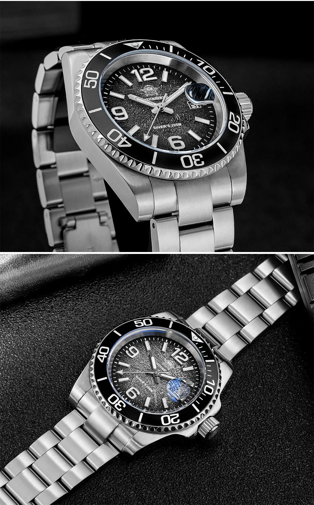ADDIESDIVE 41mm Watches Japan 2115 Quartz Movement Luminous 200m Waterproof Dive Ceramic Bezel 316L Stainless Steel Man Watches