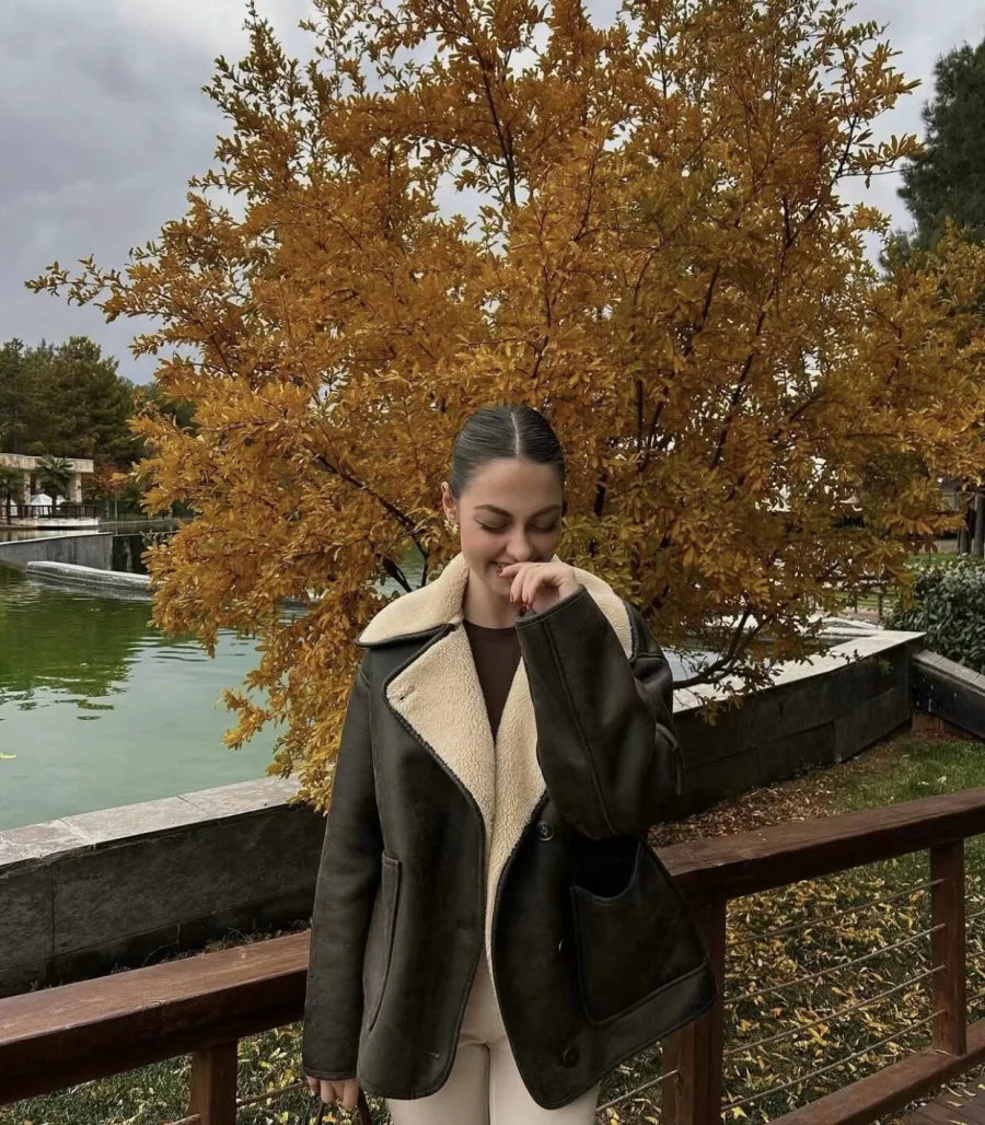 ETJ 2025 Fall/Winter New Arrival Women's ZW Series Double-Sided Collar Oversized Long-Sleeve Jacket Warm Coat 3548246