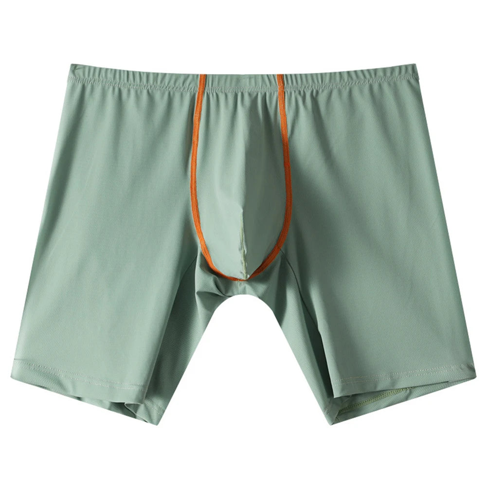 Mens Ice Silk Underwear Lengthened Sexy Lingerie Soft Boxer Briefs Casual Underpants Men Sports Solid Color 5Color Men's Panties