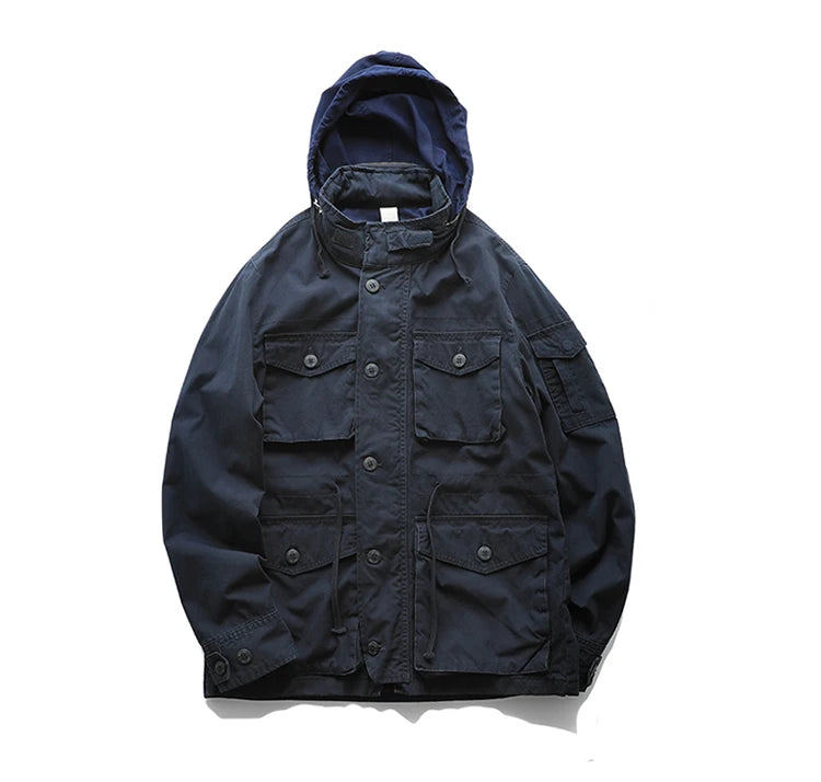 New autumn and winter American retro heavy padded jacket military style tough guy pocket tooling coat windbreaker