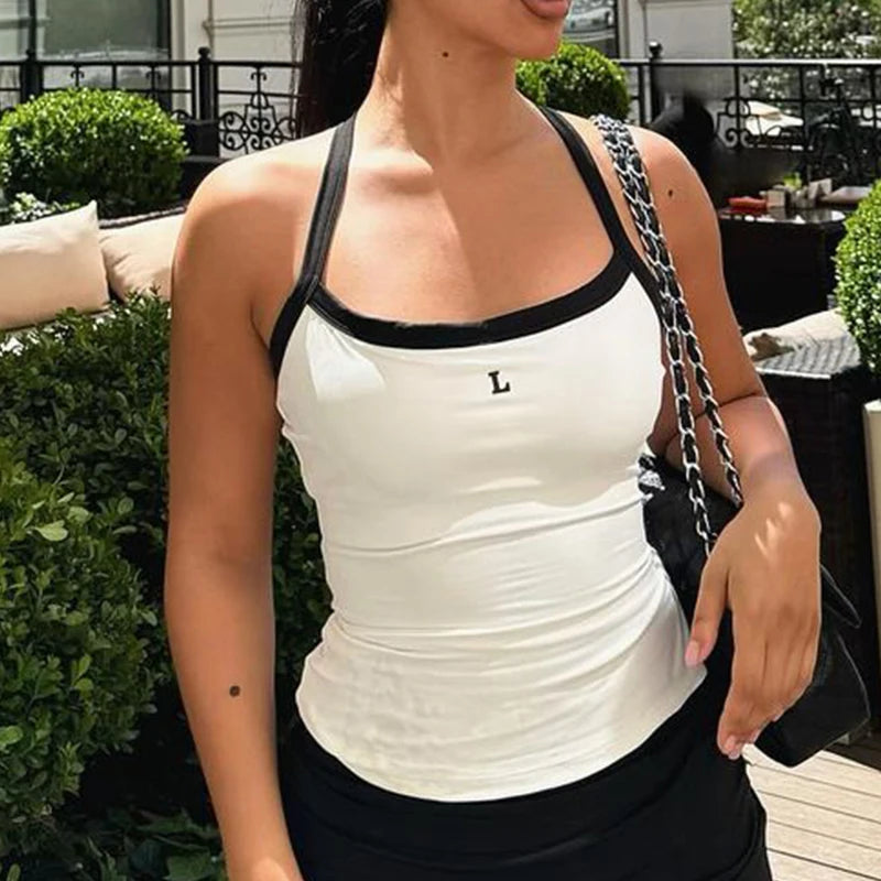 Punk Y2k Style Clothes Grunge Sexy Camisole  Women Sleeveless Letter Print Cute Crop Top Emo Girl Gothic Tank Top 90s Streetwear