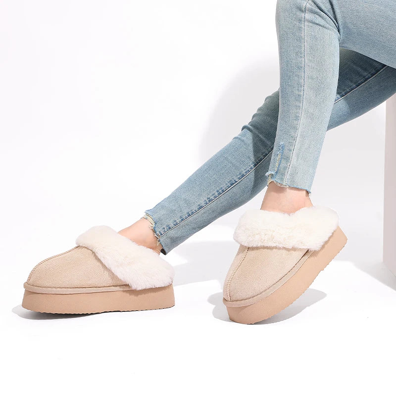 Smile Winter Fluffy Women Fuzzy Slippers Warm Short Plush Non-slip Cozy Soft Cotton Slippers  Indoor Fleece Lined Fur Slippers