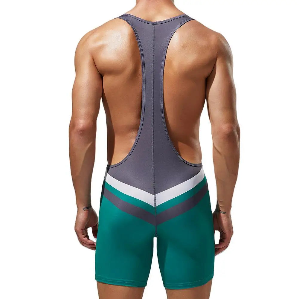 Men Undershirts Vest Bodysuit Wrestling Singlet Bodybuilding Jumpsuit Shorts Gym Fitness Workout Sport Tanks