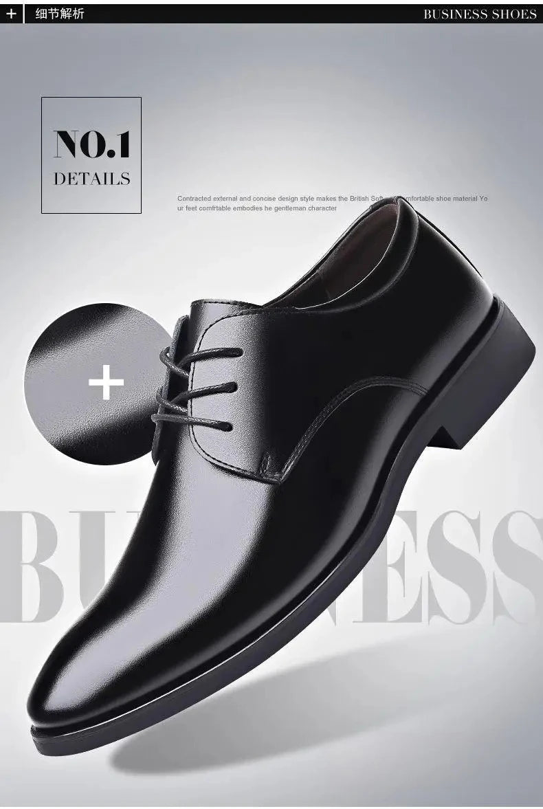 Fashionable Men's Leather Shoes Trendy Cowhide Men sneaker British Formal Men's Leather Shoes Soft Lace-up Leather Shoes for Men
