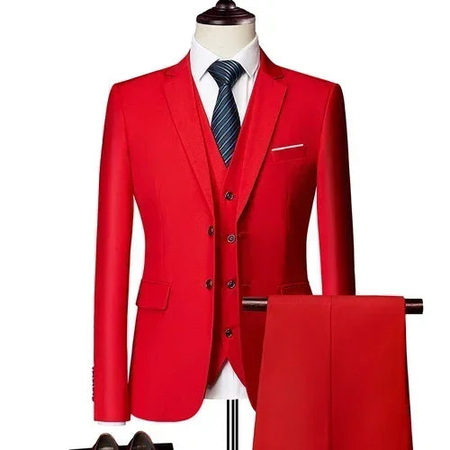 Elegant Suits For Men Wedding 3 Pieces 2 Set  Fashion Classic Full Jackets Vest Pants Blazers Outfit 2024 Formal Costume