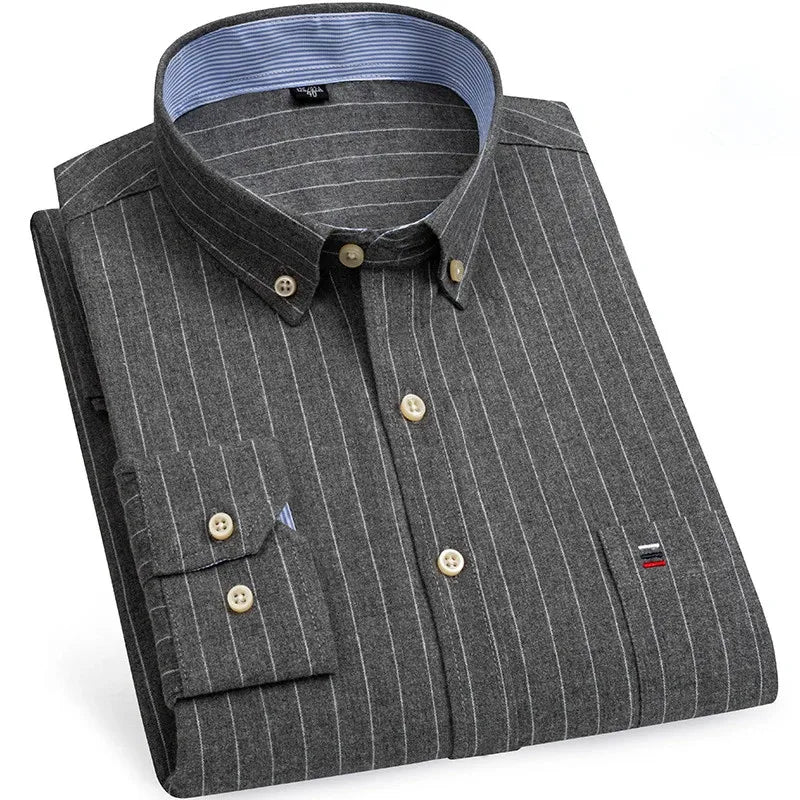 Men's Classic Plaid Oxford Long Sleeve Shirts Pocket 100% Cotton Business Casual Formal Standard Fit Workwear Button Down Shirts