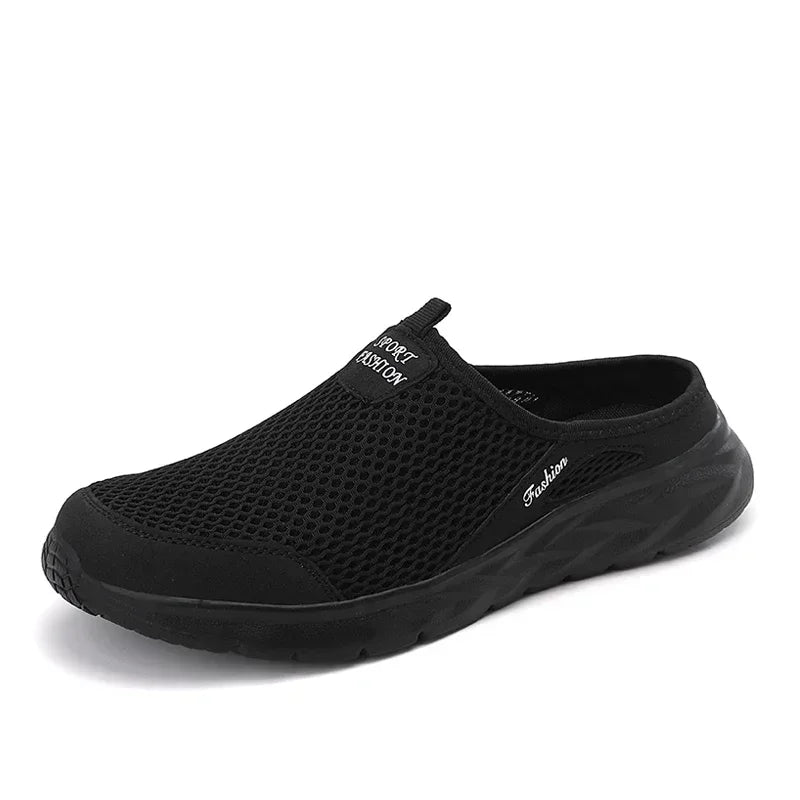 Half Slippers Outdoor High Quality Anti-slip Men Leisure Shoes Mesh Breathable Soft Comfortable Flat-bottomed Slippers