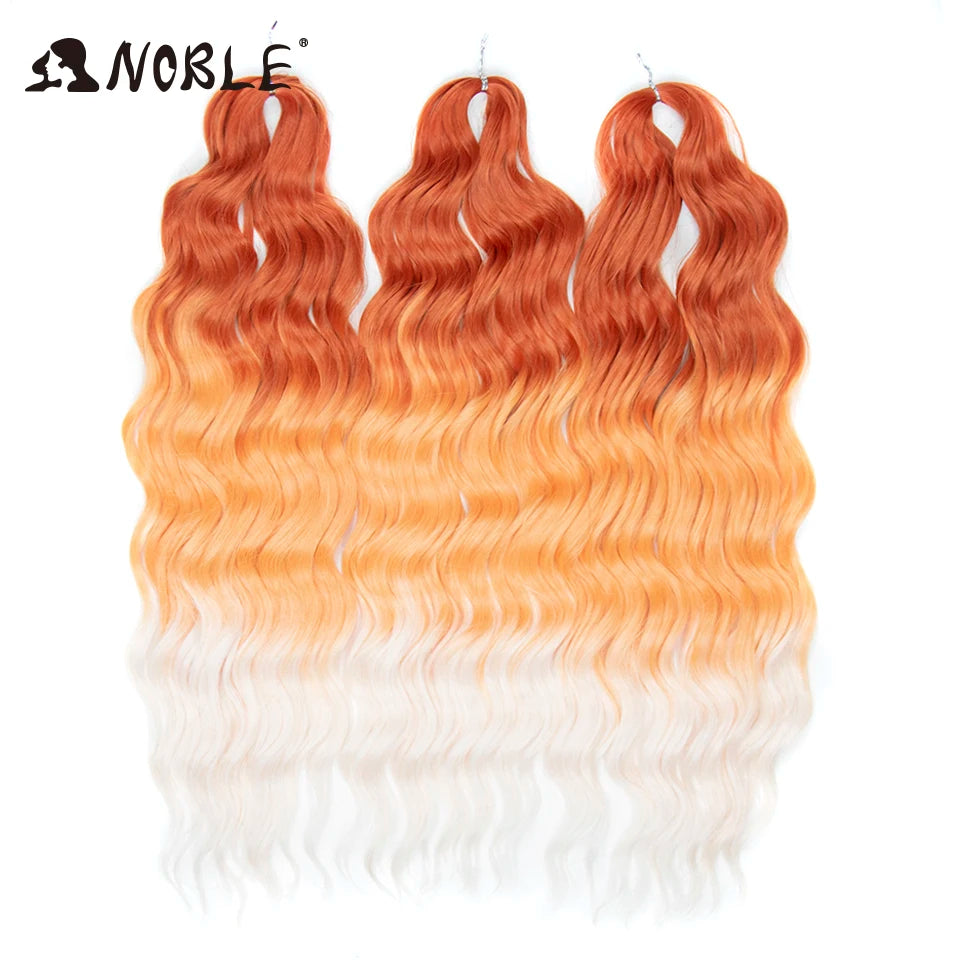 Noble 24 Inch Synthetic Hair Water Wave Braiding Hair Extensions Ombre Rainbow color Deep Wave Curl Twist Crochet Hair Extension