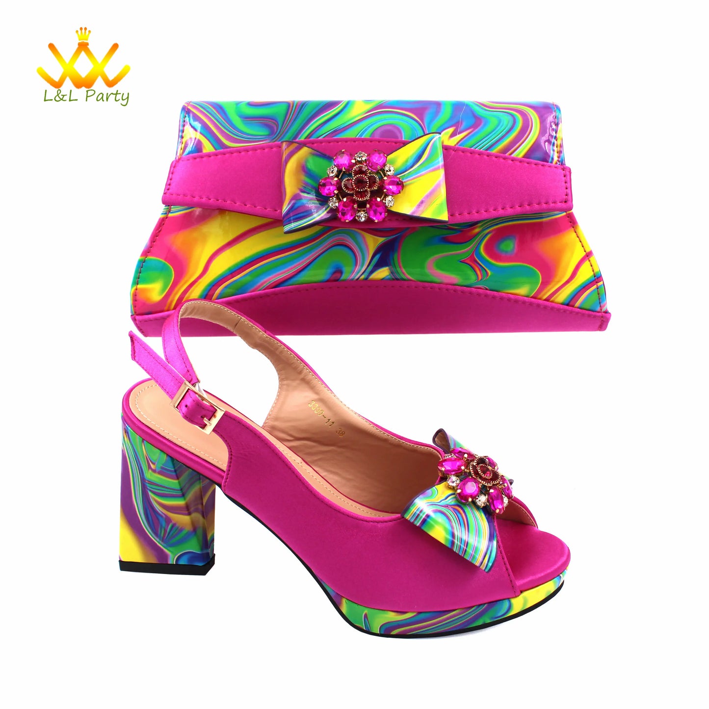 Coffee Color INS Hot Sale New Arrivals 2024 Italian Design Shoes Matching Bag Set Super High Heels Pumps for Garden Party