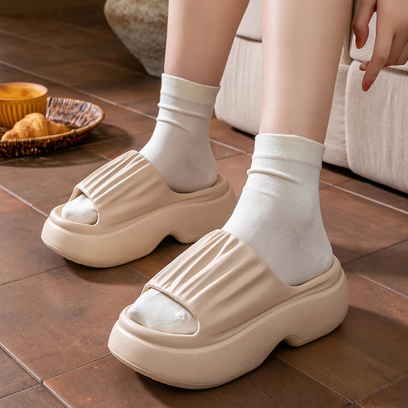 Thick Sole EVA Slippers for Women Fashion Home Platform Slippers for Summer Outwear Non Slip Elevated Sandals for Women