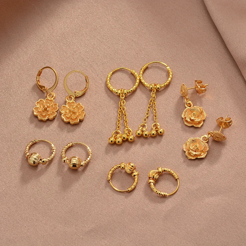 Ethiopian Gold Color Earrings For Woman African Fashion Wedding Bridal Party Wife Earrings Jewelry New