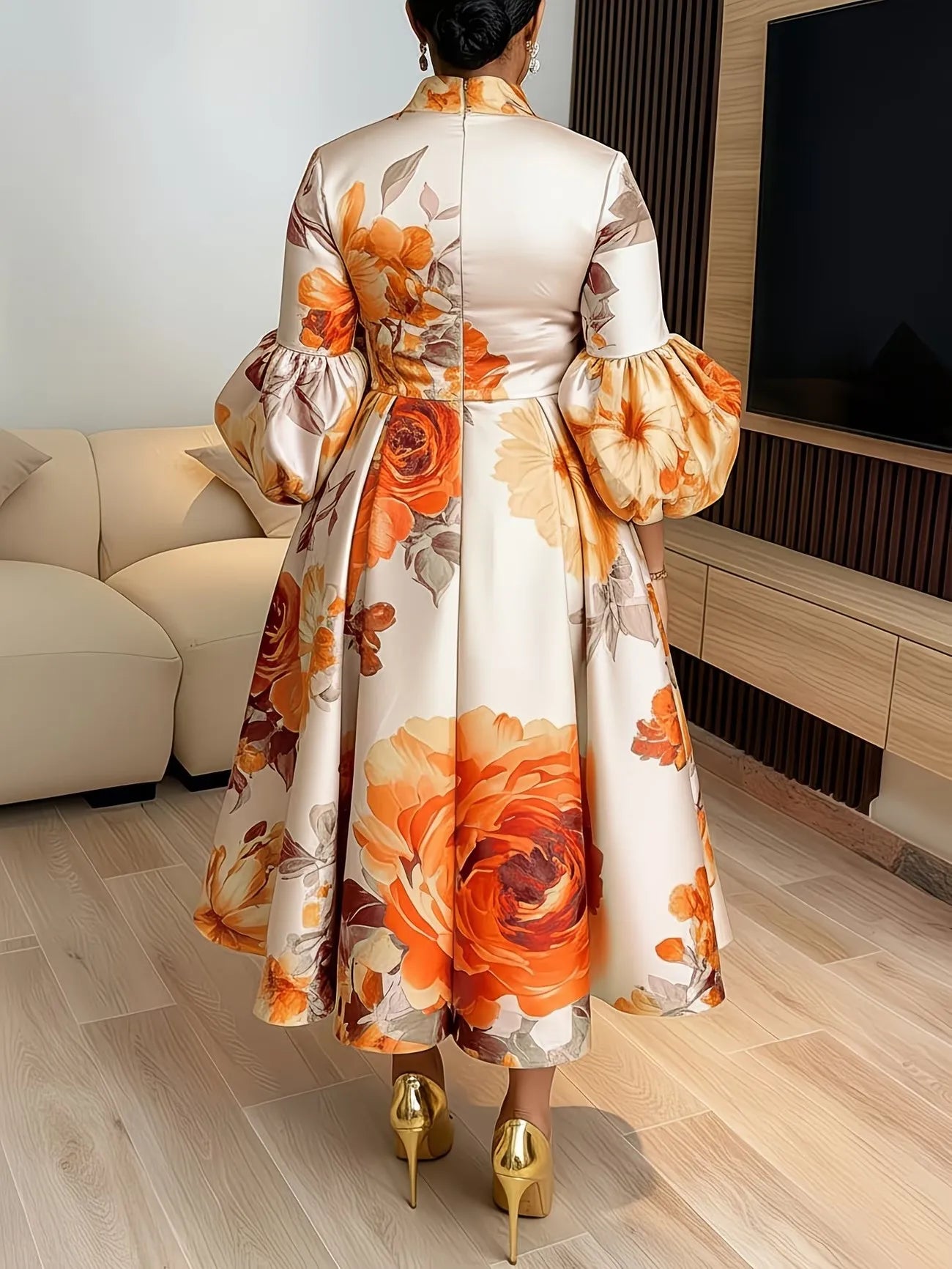 African Dresses for Women Elegant Ankara Dashiki Spring Summer Midi Dress Ladies Traditional Africa Clothing