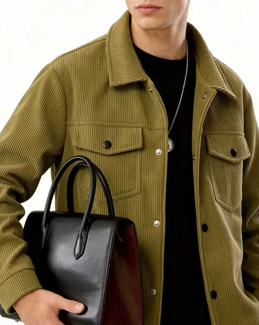 Men's Casual Outdoor Jacket Pure Color Buttoned Collar Autumn Winter 2025 Fashion Trendy Style for Men