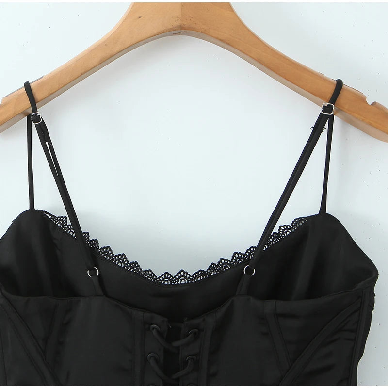 Sexy Satin Fish-bone Corset Women Slim Sleeveless Waist-cinching Spaghetti Strap Tank Tops 2026 New Ladies Spring Summer Outwear