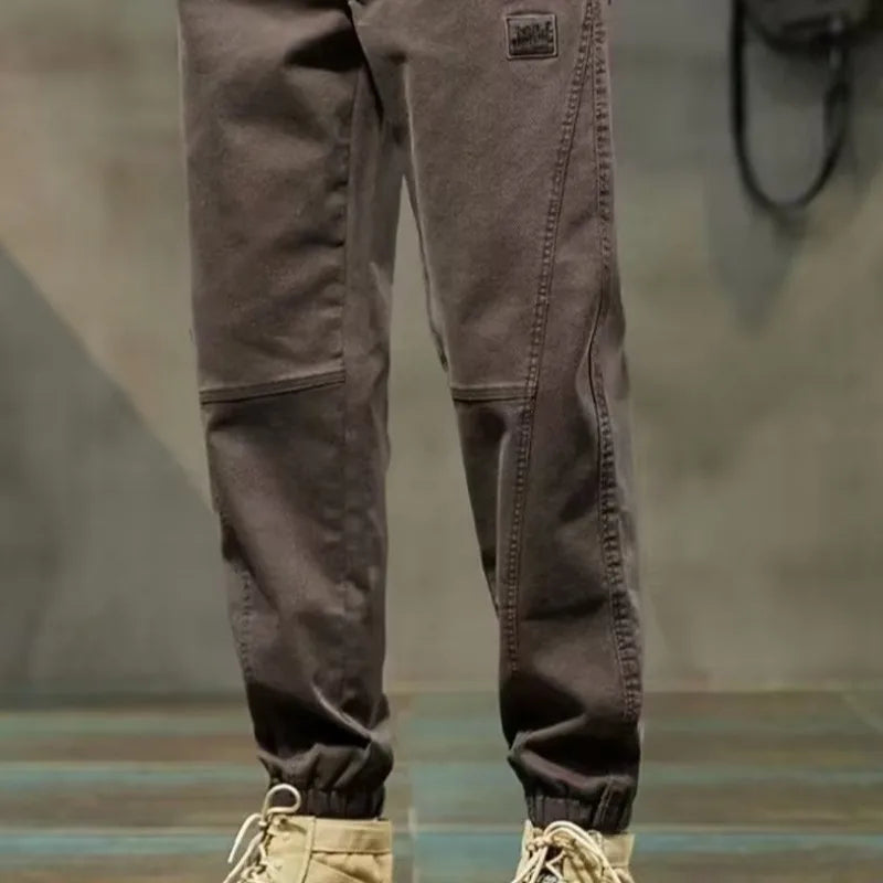 Men's Workwear Trousers Summer Sports Trendy Nine-Piece Cuffed Large Size Long Pants High Street Spring Autumn Casual Men's P...