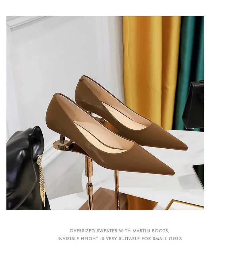 BIGTREE Shoes Women 4.5 Cm Heels Pointed Toe Woman Pumps Fashion Kitten Heels Large Size 34-43 Sexy Mid Heeled Female Shoes 2026