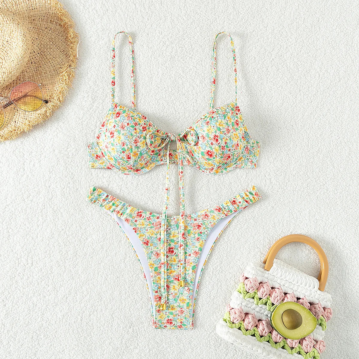 Floral Print Bathing Suit Brazilian Biquinis Swimming Suit for Women 2025 New Summer Bikini Micro Swimsuit Sexy Swimwear Bather